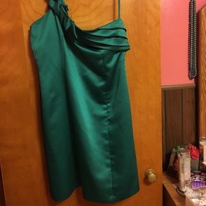 Antonio Melani Green Satin One Shoulder Dress